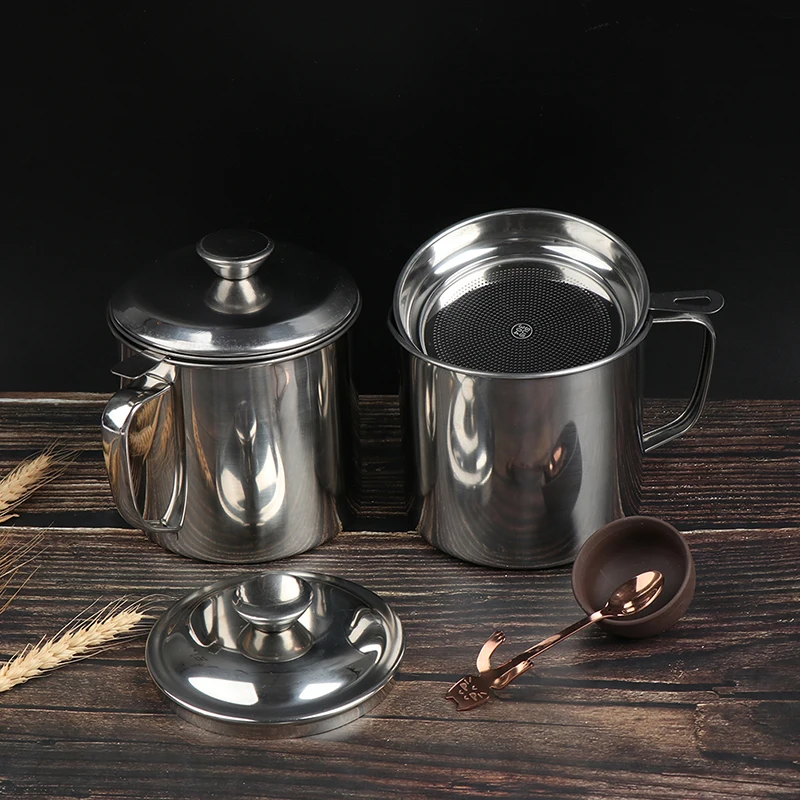 1 Set 1.3L Multifunction 410/201 Stainless Gravy Oil Soup Fat Separator Oiler Filter For Kitchen Cooking Tools
