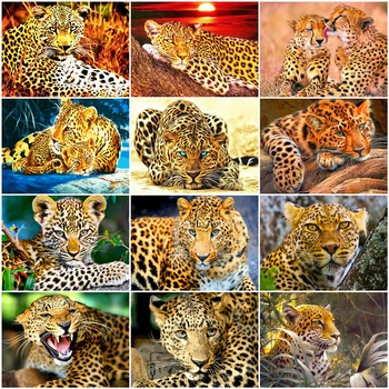 

AZQSD Paint By Number Canvas Painting Kits Animal DIY Unique Gift Leopard Coloring By Numbers Unframe Decor For Home