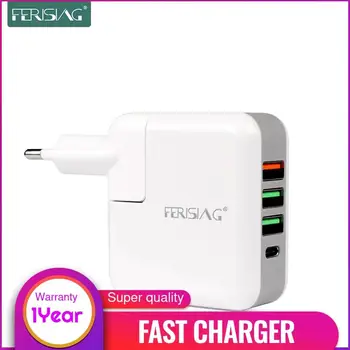 

FERISING Universal 25W Fast Charger Quick Charge 3.0 USB Travel Wall Charger Adapter Portable EU Plug With Type C Home Charger