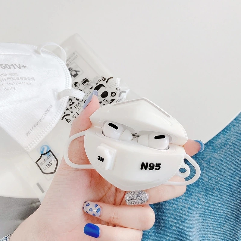 mask Headphone case for Airpods Earpods bluetoot Case Silicone Cartoon Cover for earphone Cute Ear phone kids tool