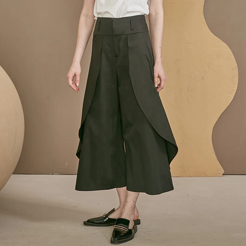 

High Waist Spliced Irregular Trousers New Loose Fit Wide Leg Pants Women Fashion Tide All-match Spring Autumn 2019 S104