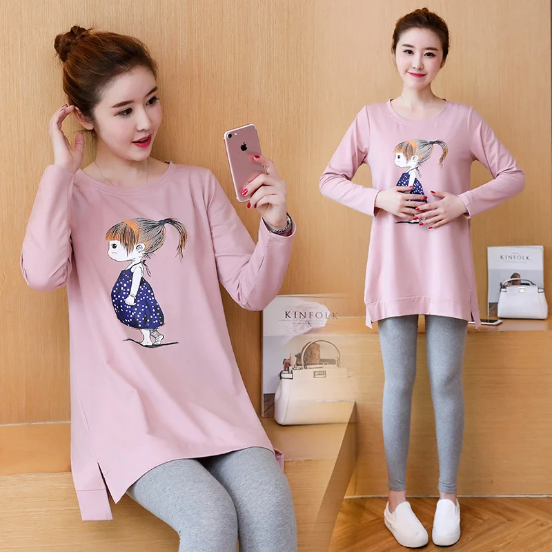 

Pregnant Women Autumn Clothing Long-sleeved Upper Garment Fashion Loose Cartoon Printed Casual Sweatshirt 2020 New Style Fashion