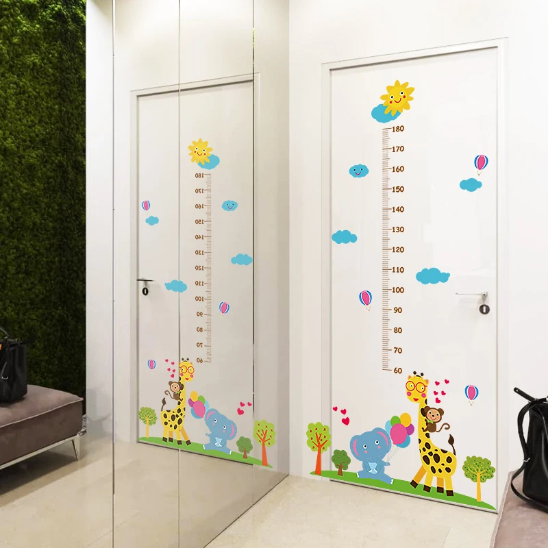 [Fundecor] Детские наклейки на стену с изображением жирафа, слона, высоты, детская комната, детская спальня, декор на стену, наклейки, фрески, самоклеющиеся