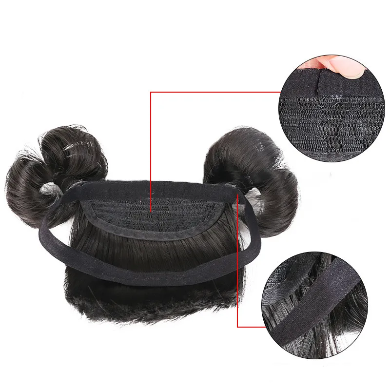 Hair Accessories Fashion Cute Double Buns Baby Girl Hair Wig Hat Cap Hairpiece Newborn Children Kids Girls Headbands Headwear 6