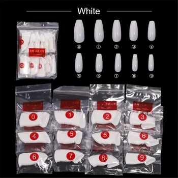 

600pcs White Clear Natural French False Acrylic Nail Tips Full Cover Coffin Fake Nails Extension UV Gel Manicure Fake Nail Tips