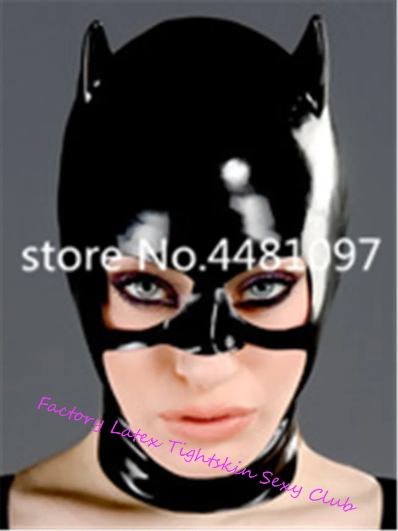 

Latex Mask Rubber Unisex Hood Cosplay Animal Mask with Antenna Rubber Fetish Cosplay Mask Latex Headgear Customized XS-XXL
