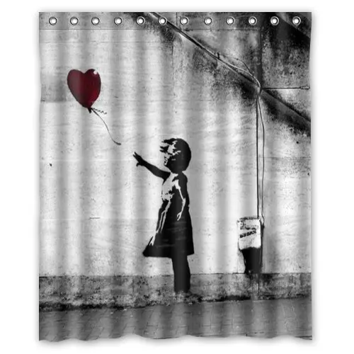 Banksy воздушный шар девушка дизайн водонепроницаемая ткань для ванной занавеска для душа