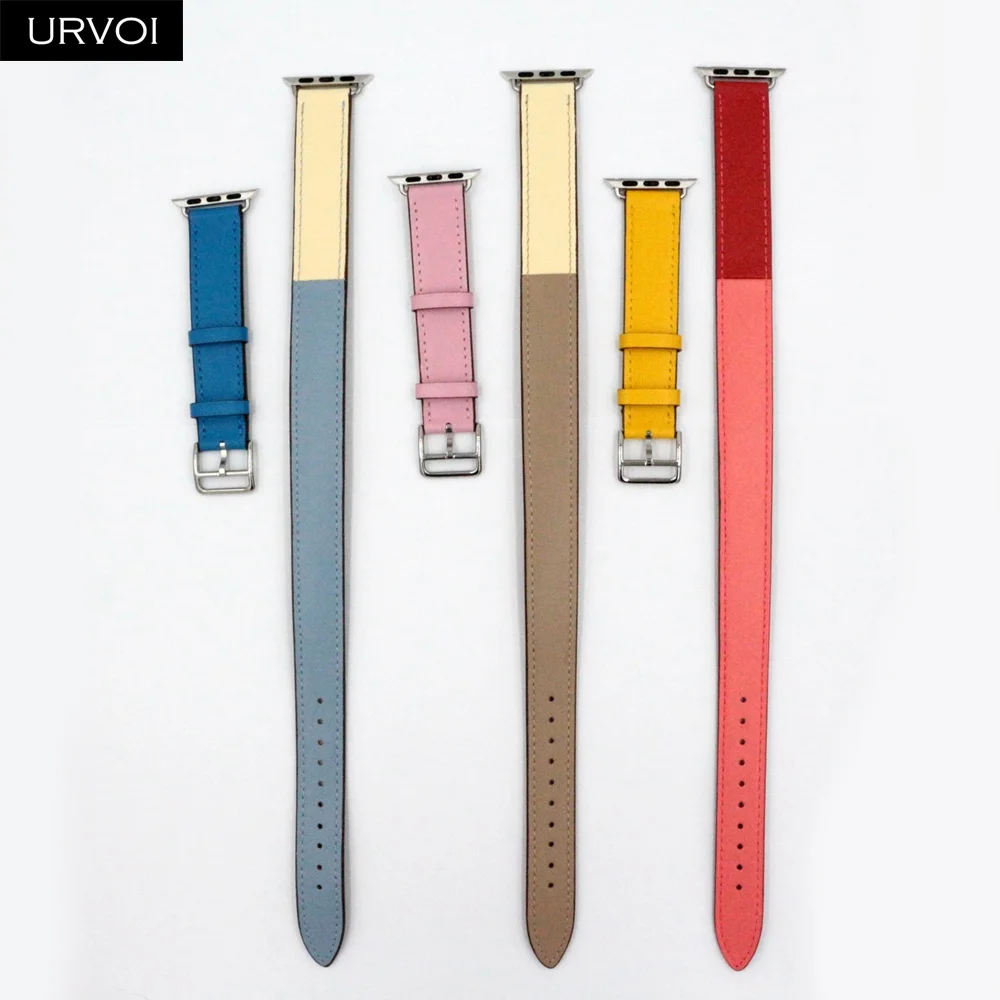 URVOI Double tour band для apple watch series 6 SE 543 ремешок iwatch ремень высокое качество мягкая