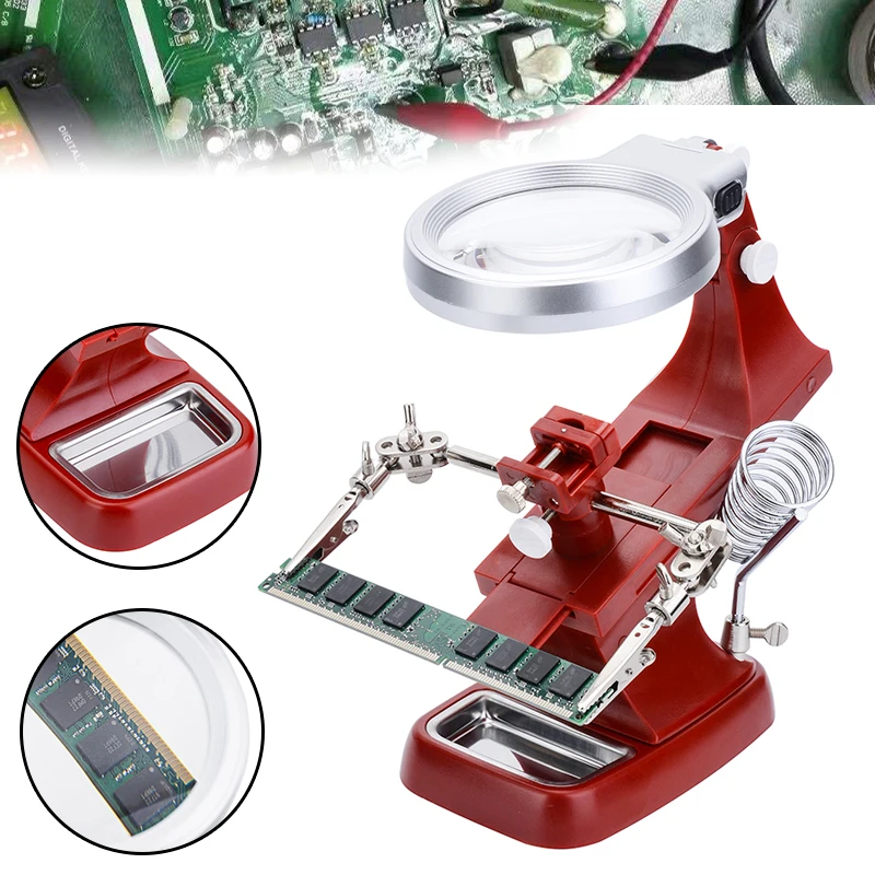 

Регулируемая сварочная паяльная лупа, вспомогательная станция с зажимом, светодиодный держатель для паяльника, оборудование для паяльной станции, 1 комплект