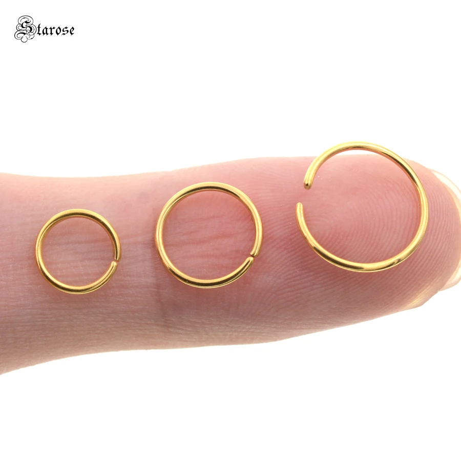 

Starose 1pc 6/8/10mm Gold Color Fake Nose Ring Earrings Helix Piercing Daith Labret Fake Piercing Tragus Ear Piercing Conch Hoop