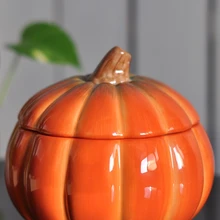 Банка для конфет в виде тыквы с крышкой для дома, креативного дома, кухонная банка для хранения, керамический резервуар для хранения на Хэллоуин