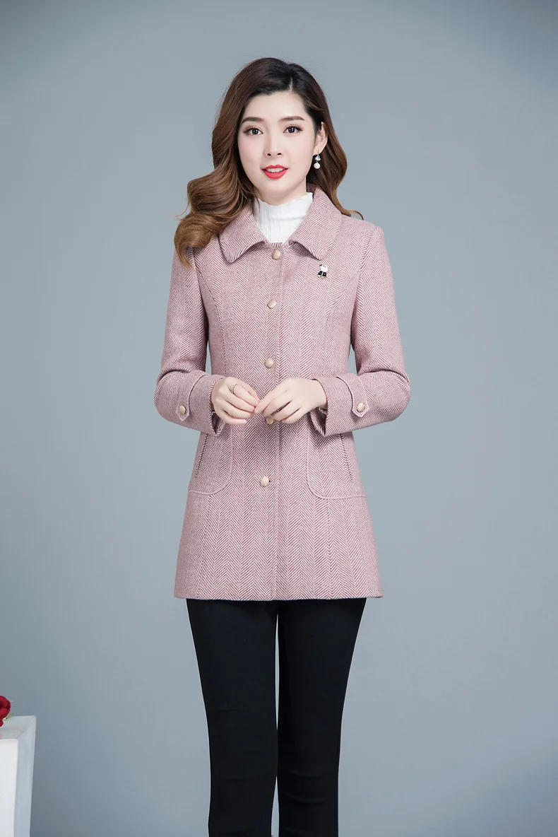 Haute couture Woolen coat women short jacket stripe NEW High quality Womens office clothing High-end fabric Outwear 1404