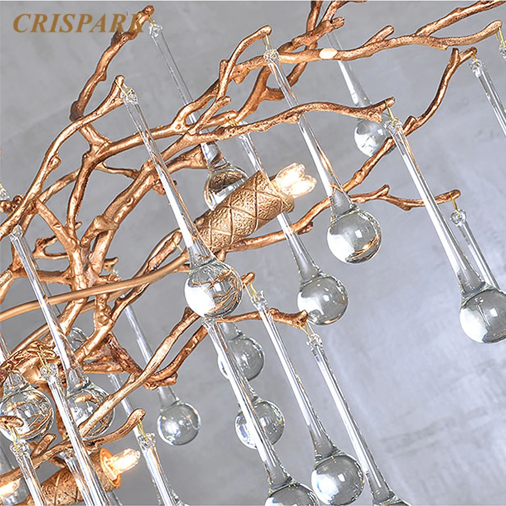 Современная Латунь филиал люстра светильник светодиодный Роскошные прозрачного