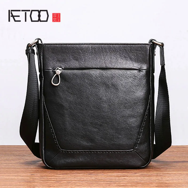 AETOO, кожаная мужская сумка на одно плечо, Бао Хан, деловая, для отдыха, вертикальная, мужская сумка, Баотоу, слой воловьей кожи, косая сумка через плечо