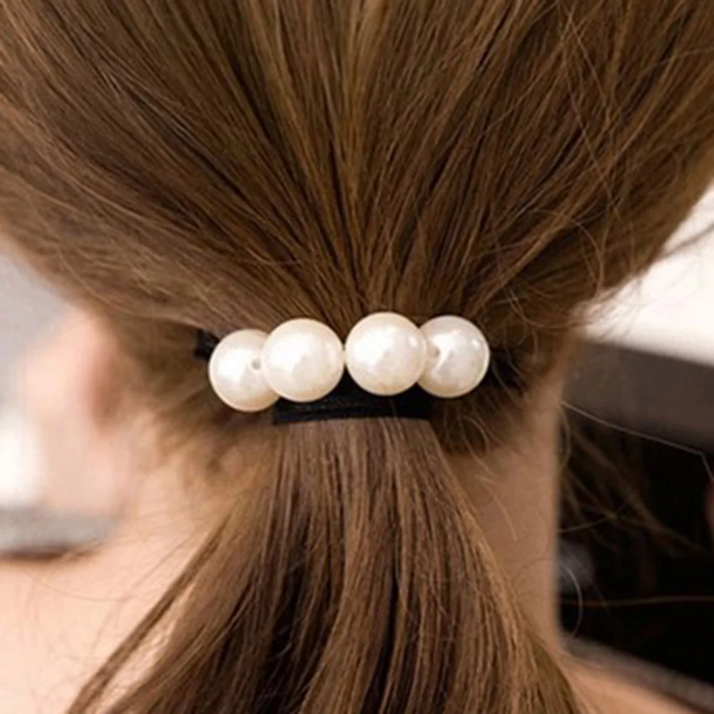 

1 pcs Women Artificial Pearl Hair Rope Hair Ring Bracelet dual-use Elastic Rubber Bands Bracelets Hair Accessories