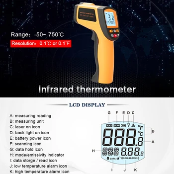 

Brand New And High Quality High Precision Industrial Infrared Thermometer Handheld Digital LCD Non-Contact