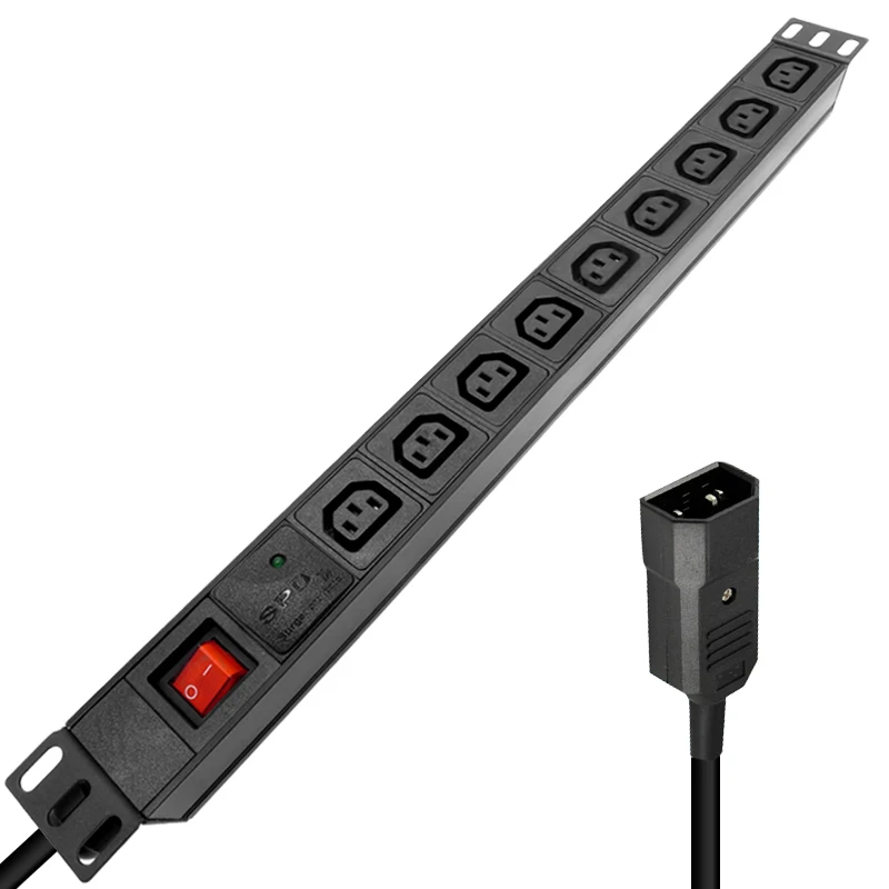 PDU Power Strip 9AC IEC C13 Socket Switch SPD Surge Protection 4000W 2M Cable For Server Network Cabinet Rack | Обустройство дома