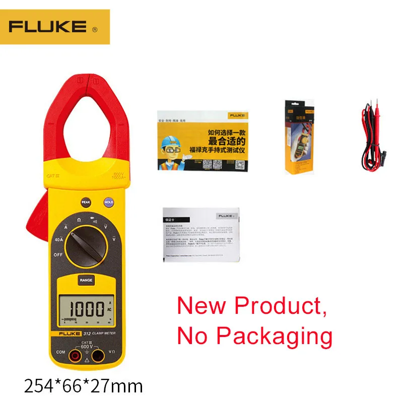 

100% Original Fluke 312 Digital Clamp Meter Million Meter Current and Voltage Diode Tester with Handhold