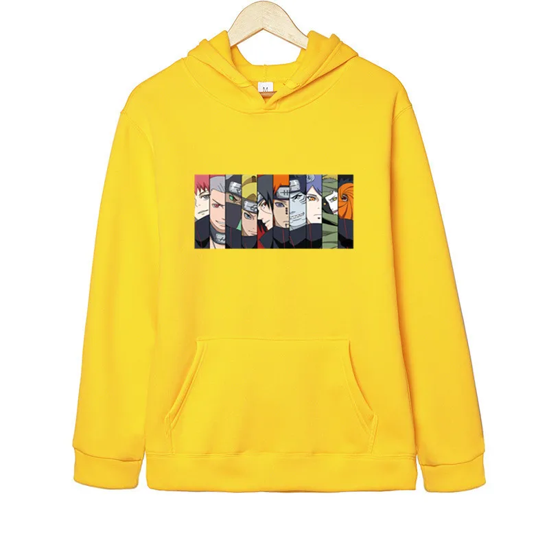 yellow Брендовая одежда толстовки с капюшоном героя комиксов Наруто свитшоты Uchiha Syaringan с капюшоном для мальчиков ниндзя Хокаге мужчин/wo мужчин классический мультфильм печатных Одежда - Цвет: yellow