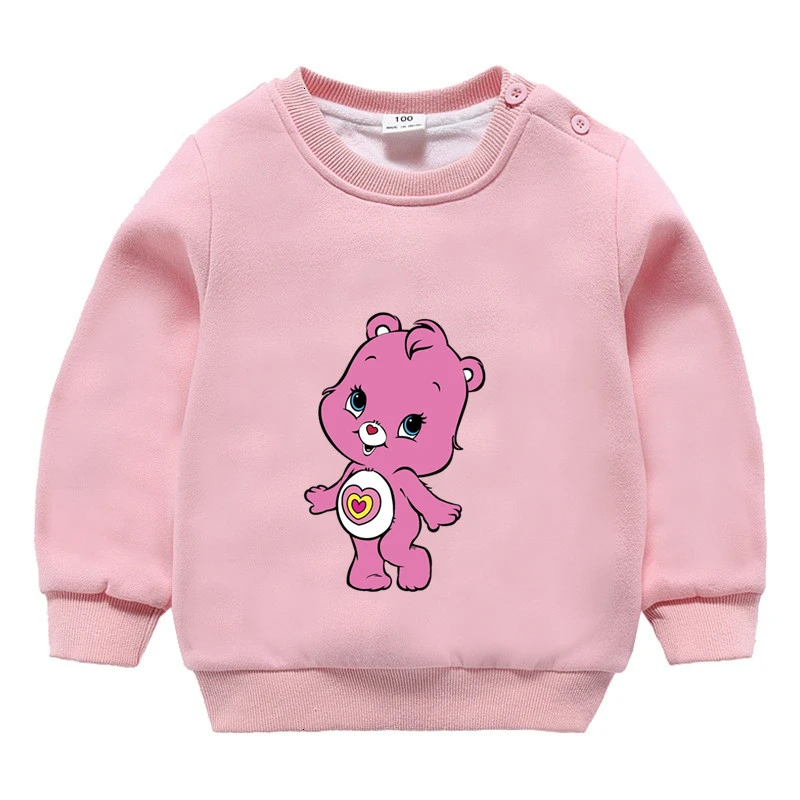 Care Bears зимний вельветовый Свитшот От 3 до 9 лет для мальчиков и девочек, забавные скрещивающиеся цвет, Детские с О-образным вырезом для шеи, детские топы с рисунками из мультфильмов для малышей