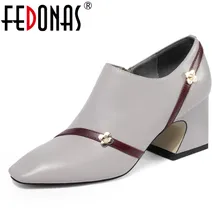 FEDONAS/модные женские туфли-лодочки из натуральной кожи; повседневная обувь для вечеринок на высоком каблуке; женская обувь; коллекция года; сезон весна-осень; однотонная женская Рабочая обувь
