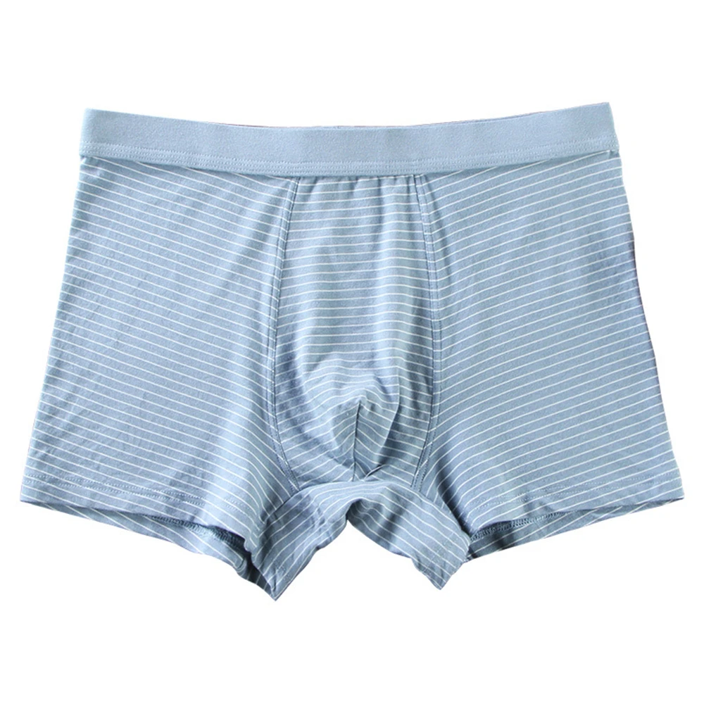 Helisopus New Men's Underwear Modal Cotton Mens Boxers Striped Panties Breathable Soft Comfortable Boxer - Цвет: Синий