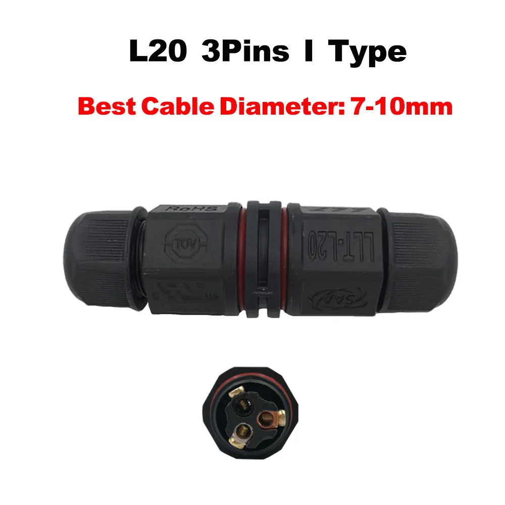 L20-3I IP67 водонепроницаемый разъем 2 Pin 3 Pin электрический терминал провода адаптер разъем винт и паяльный штифт разъем для светодиодный светильник - Цвет: L20-3I