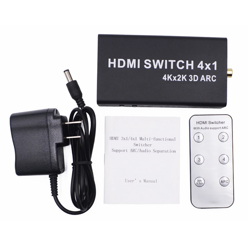 4x1 HDMI коммутатор с ARC аудио экстрактор сплиттер бесшовный коммутатор 1080p30Hz переходник для ТВ проектора компьютера