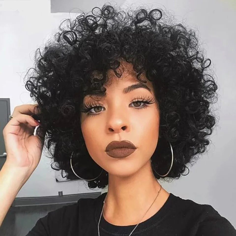 Big Sale Curly Wig Human-Hair Angelbella Cheap Brazilian Short Jerry Natural-Color Women 8inch 8bWZw5RkE7G