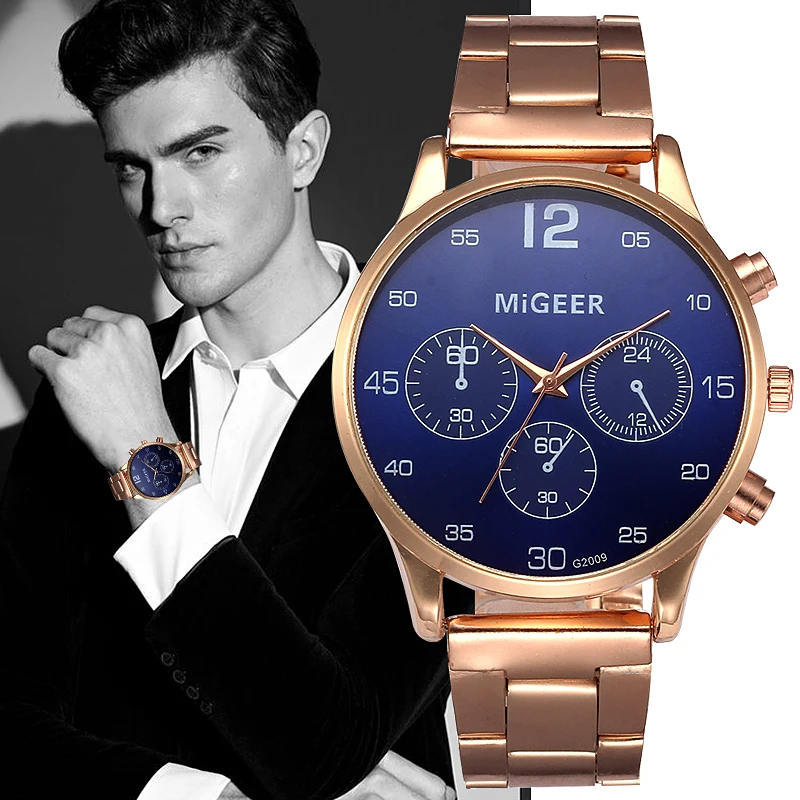 MIGEER наручные часы браслет Relogio Masculino мужские Роскошные Дизайнерские кварцевые из