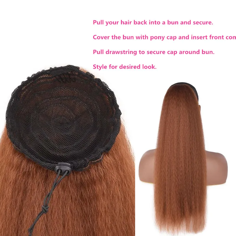 Pervado волосы Перми Яки 2" синтетические волосы пушистые шнурок конский хвост мгновенный пони для женщин пучок шиньон больше объема