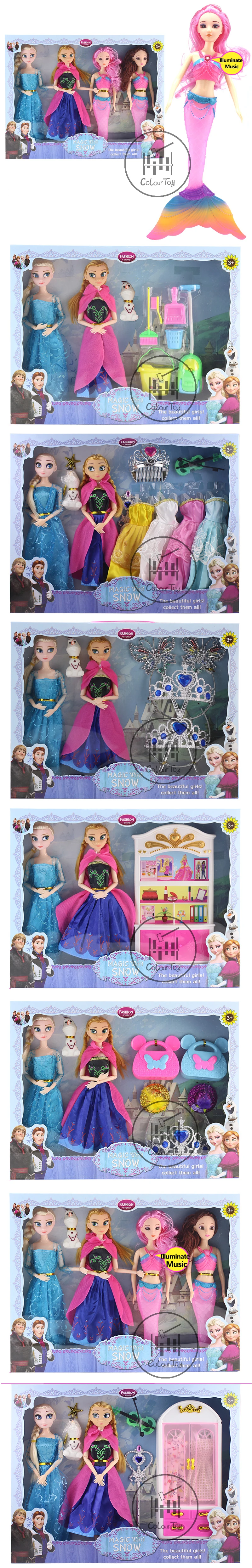 Disney Подлинная Принцесса Эльза Анна маленькая кукла, Русалка, игрушка Снежная королева дети, Девочки ручной работы DIY День Рождения мультфильм подарок куклы
