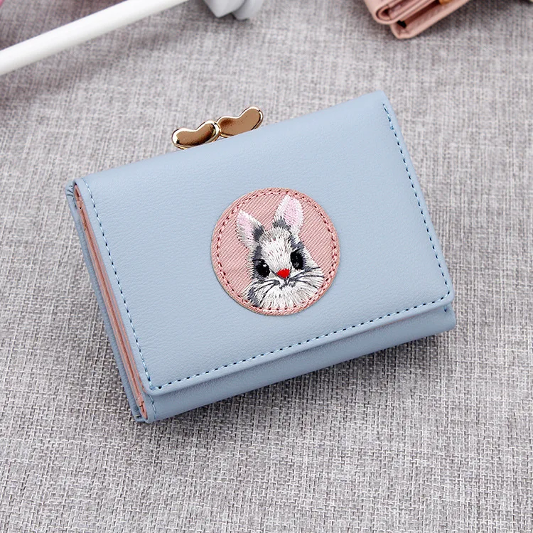 

Multi-card women's wallet fresh animal cloth stickers change folder Simple short women's wallet