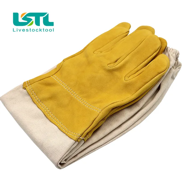 1 Pár Méhészeti Kesztyű Védőhüvelyek Szellőztetett Professzionális Juhbőr -Vászon Méhek Antikultúra - Image 3