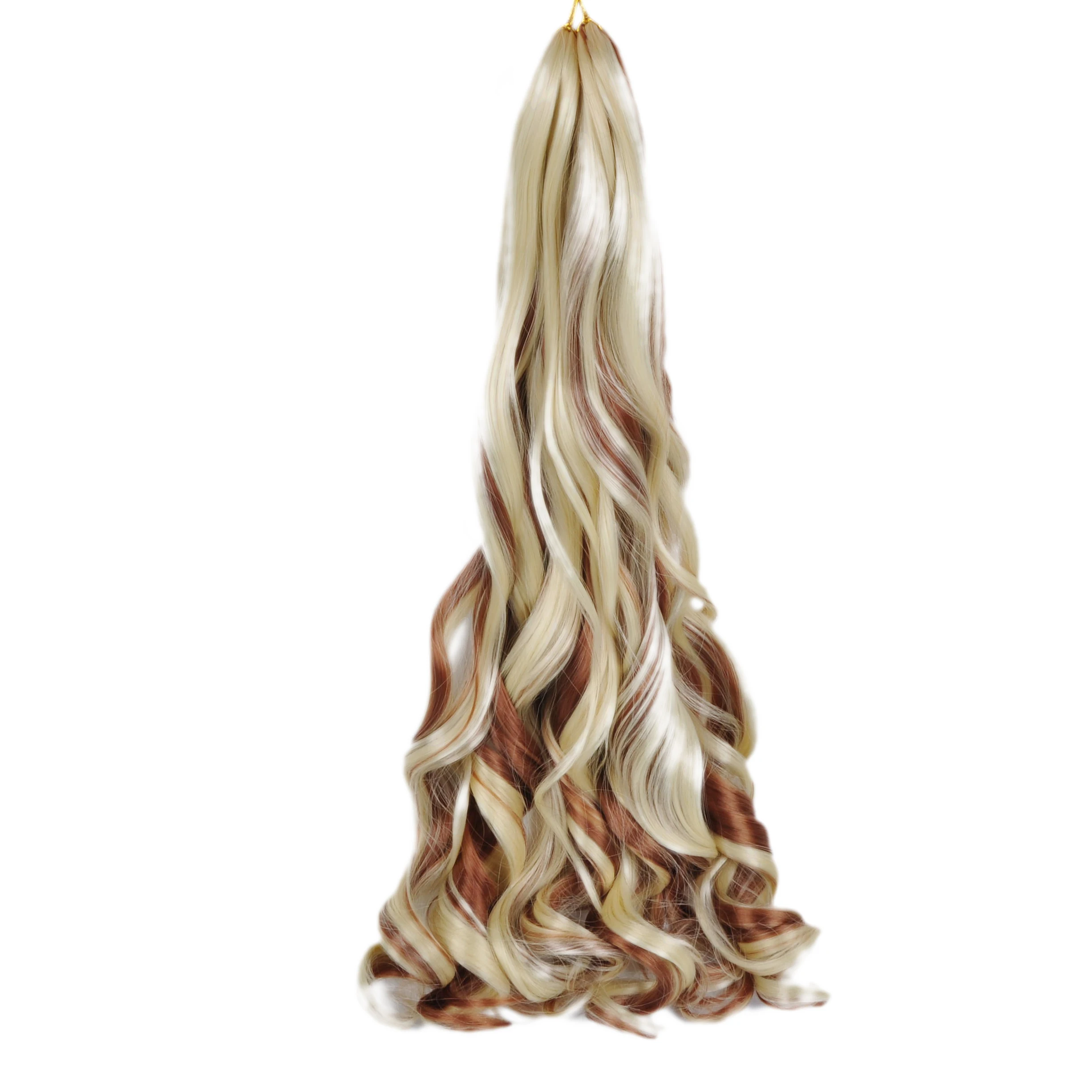 Synthetic 26 Inches Loose Wave Crochet Braids Hair Ombre Spiral Curls Pre Stretched Braiding Hair Extensions For Black Woman
