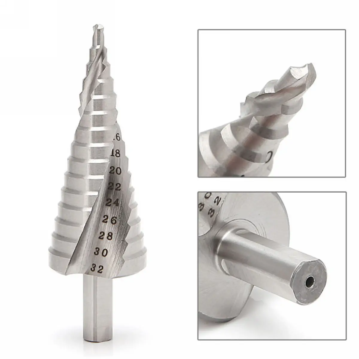 DWZ 3Pcs HSS 4241 Hole Cutter Spiral Flute Step Drill Bit Set Core Cone Step Drill