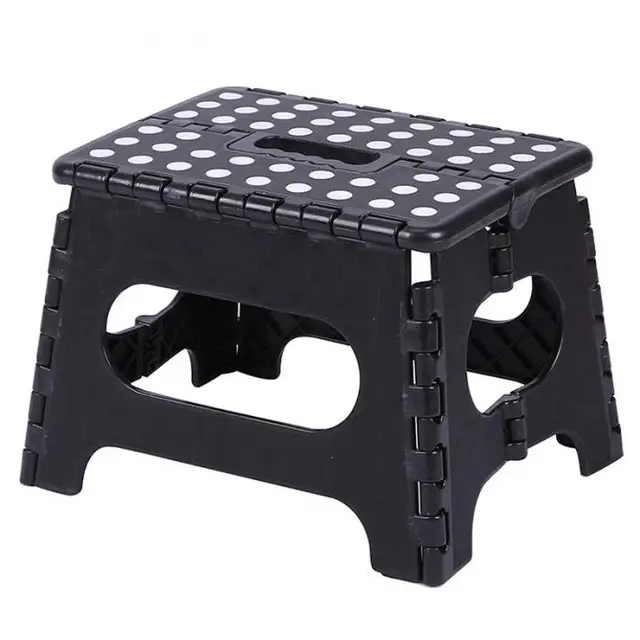 High Folding Step Stool Lightweight Plastic Non Slip for Kitchen Bathroom Bedroom LG66 black