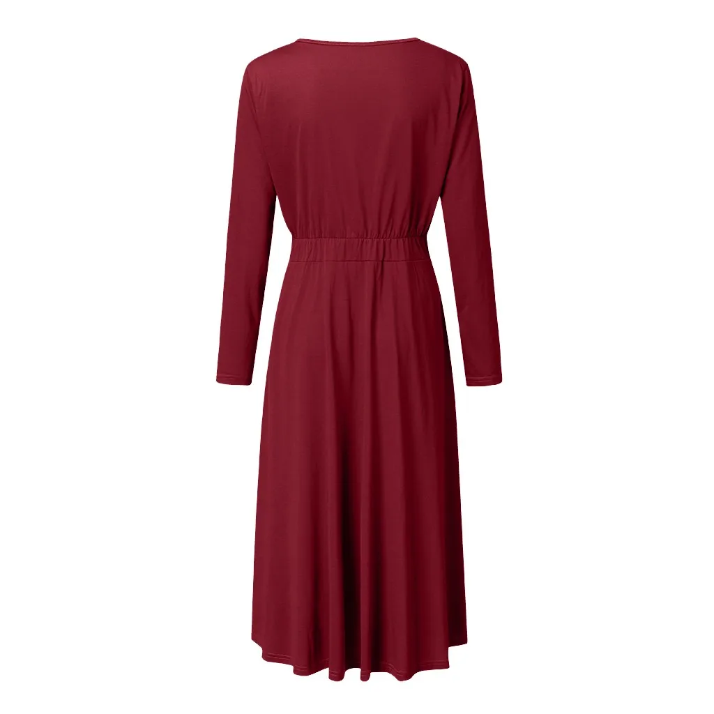 Женское платье vestidos de verano vestido vadim ropa mujer платья vestidos verano mujer rob повседневное однотонное L-5XL с длинным рукавом Z4