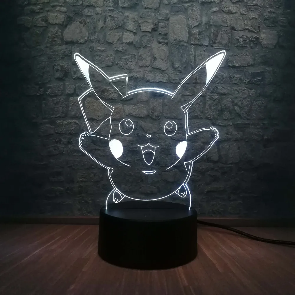 3D лампы Pokemon Pikachu, 7 цветов, светодиодный декоративный светильник на Рождество, s, USB, ночной Светильник для сна, 3AA, настольная лампа на батарейках для детей, Подарочная игрушка