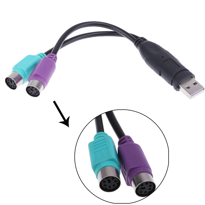 USB к двойному PS/2 кабель папа женскому адаптер конвертер удлинитель для