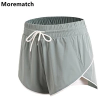 Morematch Модные Двухслойные шорты, анти-светильник, свободные штаны для фитнеса, йоги, бега, быстросохнущие спортивные шорты с высокой талией, размеры-XL