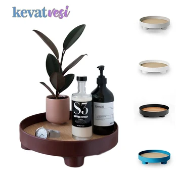 

Multifunctional Desktop Tray Round Plastic Desktop Organizer Cup Plate Perfume Jewelry Makeup Organizer Fruit Dish Storage Box