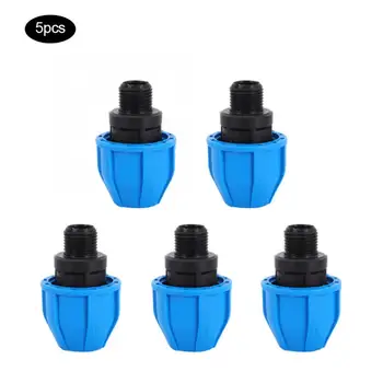 

5Pcs PE Plastic G1/2in Male Thread to 20mm Straight Connector Water Pipe Adapter Fitting