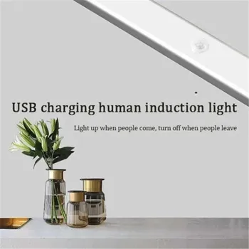 

LED Wireless PIR Auto Motion Sensor Infrared Night Light Cabinet Stair Lamp USB Charging FH5