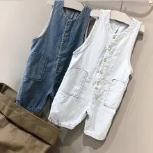 Новинка года; ; джинсовые комбинезоны для мальчиков и девочек; весенние модные детские штаны; От 1 до 7 лет; HJ465