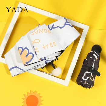 

YADA ins Fashion Lovely Dog Pattern Light Mini Small Umbrella Five Pocket Folding Umbrella For Women Girl UV Umbrella YD200221