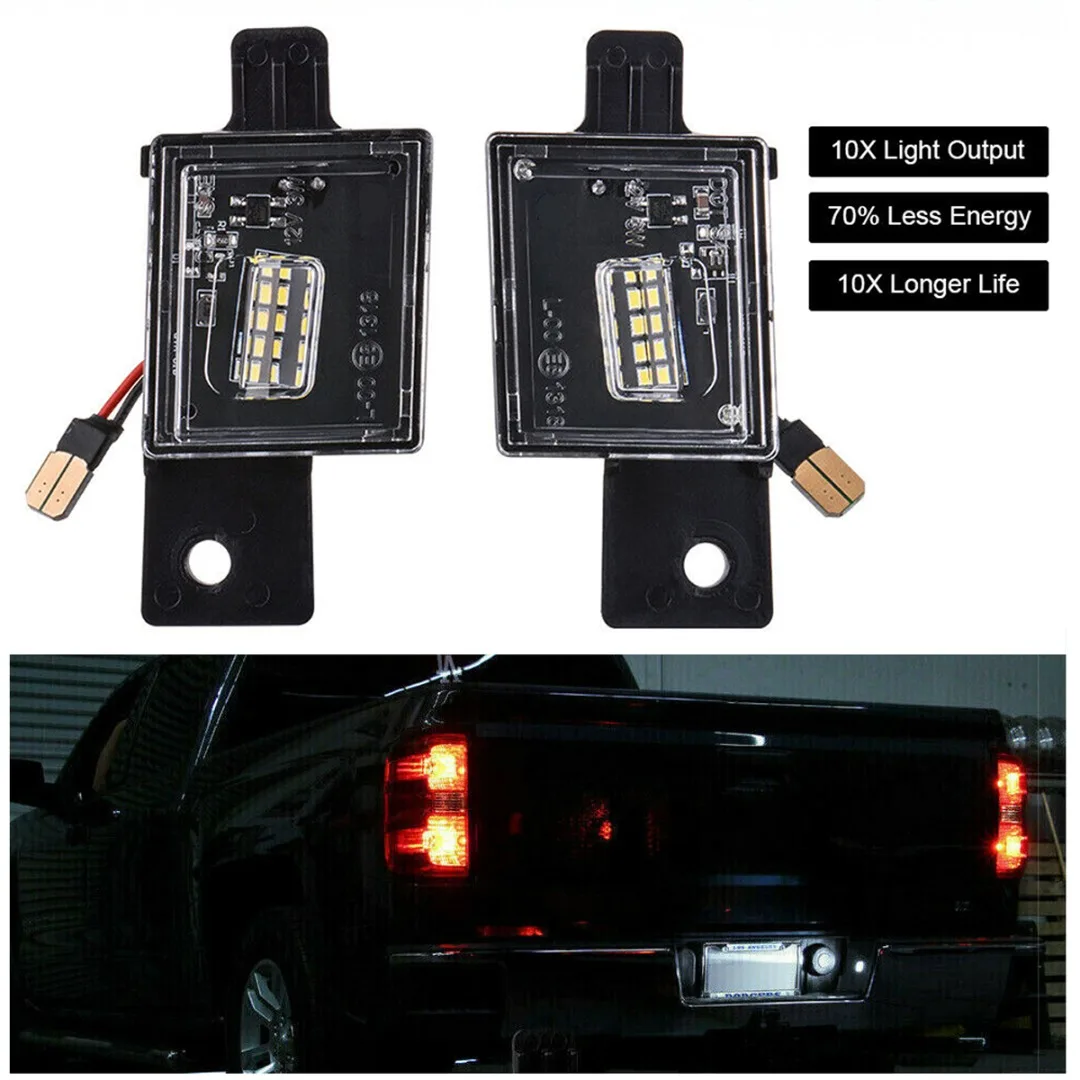

1 Pair 12V LED Number License Plate Light White 6000K Auto License Plate Lamp For Chevy Silverado GMC Sierra 1500 2014-2018