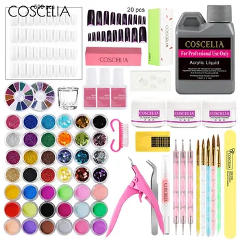 

Acrylic Nail Powder Set Acrylic Liquid Powder Glitter Clipper Primer Manicure For Extension Builder Nail Tips Nail Art Tools Set