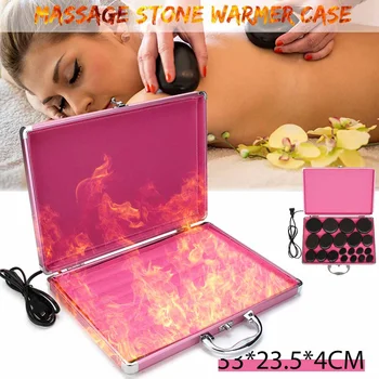 

16pcs/set Hot Stone Massage Set Heater Box Heated Case Relieve Stress Back Pain Health Care Acupressure Lava Basalt Stones