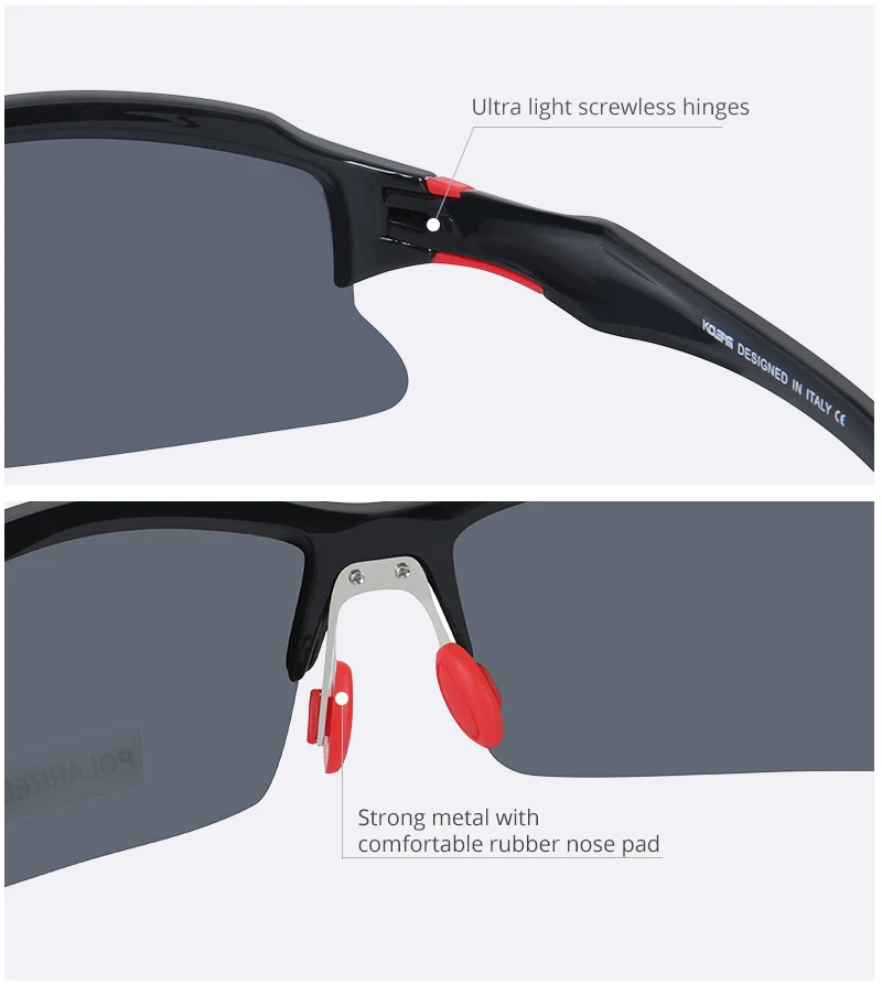 KDEAM, поляризационные спортивные солнцезащитные очки для бега, рыбалки Tr90, небьющаяся оправа, уличные солнцезащитные очки для мужчин/женщин KD7701